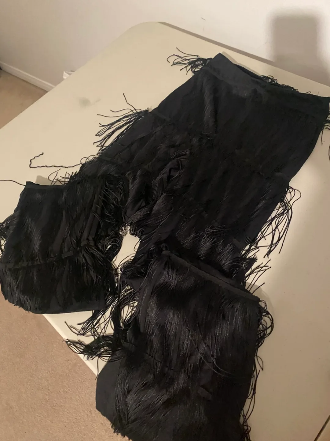 Black Fringe Bodysuit and Pants Set thumbnail