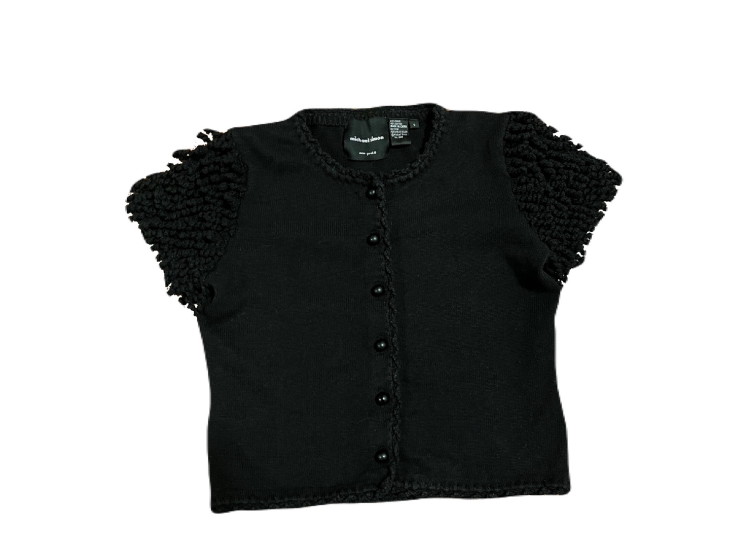 Michael Simon women’s small vintage short sleeve cardigan, black