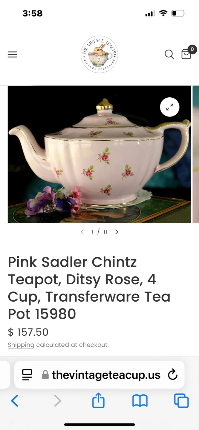 Vintage Sadler Pink Chintz Teapot image indicator(2)