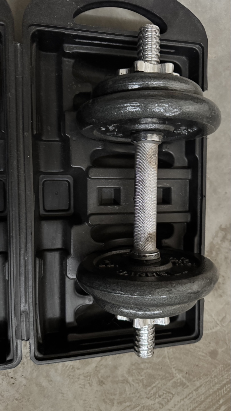 Pair of Adjustable 25lb each Dumbbells with Case - photo 4