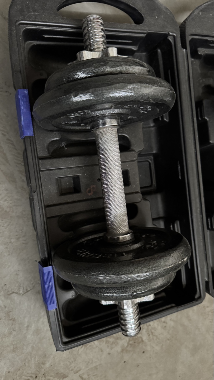 Pair of Adjustable 25lb each Dumbbells with Case - photo 3