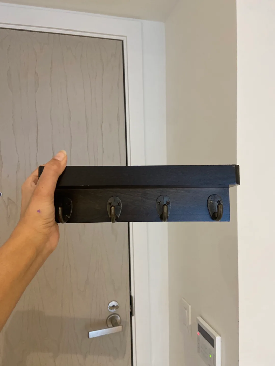 Dark Brown Key Holder with Four Hooks thumbnail