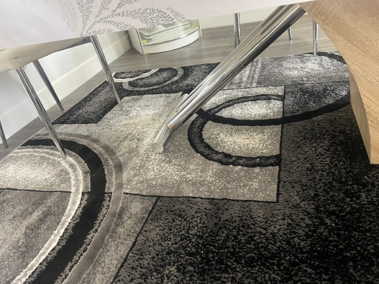 Modern Abstract Area Rug - Grey, Black, and White thumbnail