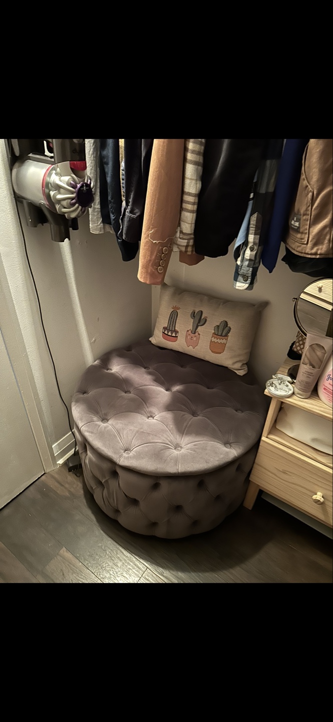 Round Velvet Tufted Ottoman  Footstool.