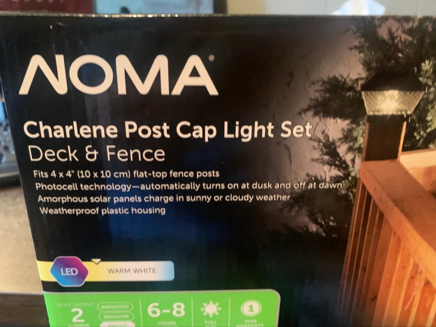 NOMA Charlene Solar Post Cap Light Set for Decks & Fences image indicator(2)
