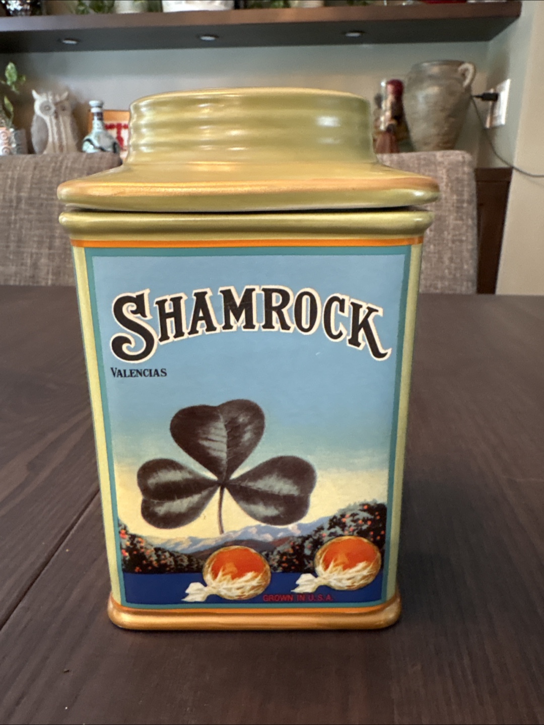 Shamrock Valencia Orange Ceramic Cookie Jar