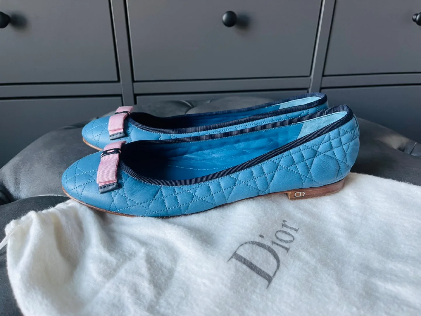 Dior Iconic Cannage Leather Ballet Flats – Size 40.5 image indicator(2)