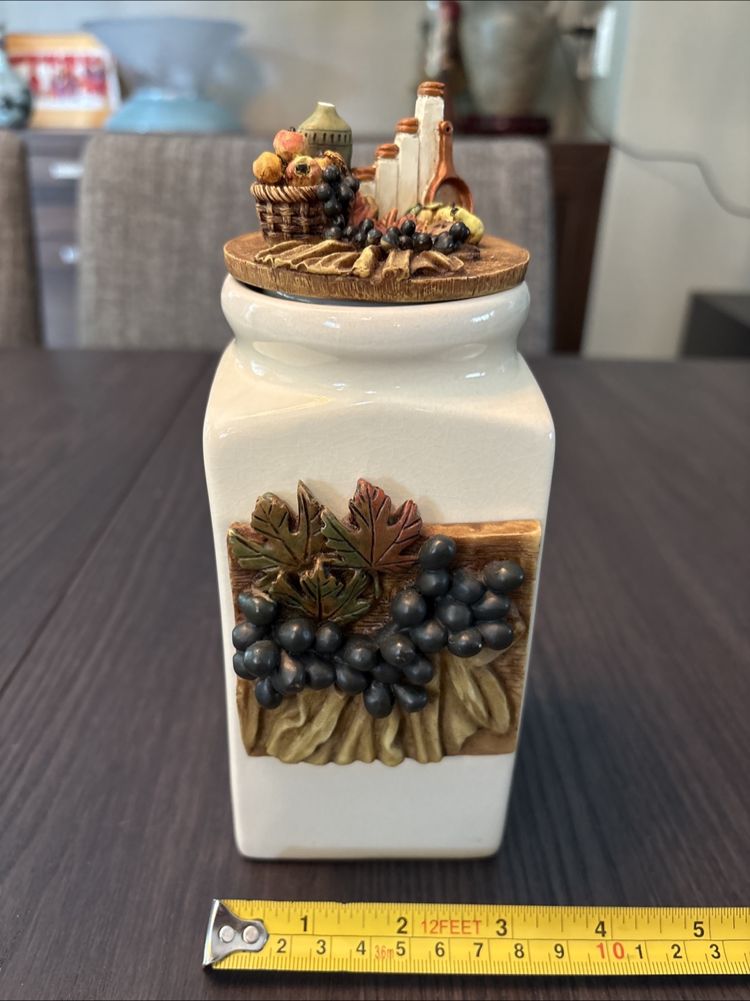 Vintage Ceramic Kitchen Storage Jar with Lid