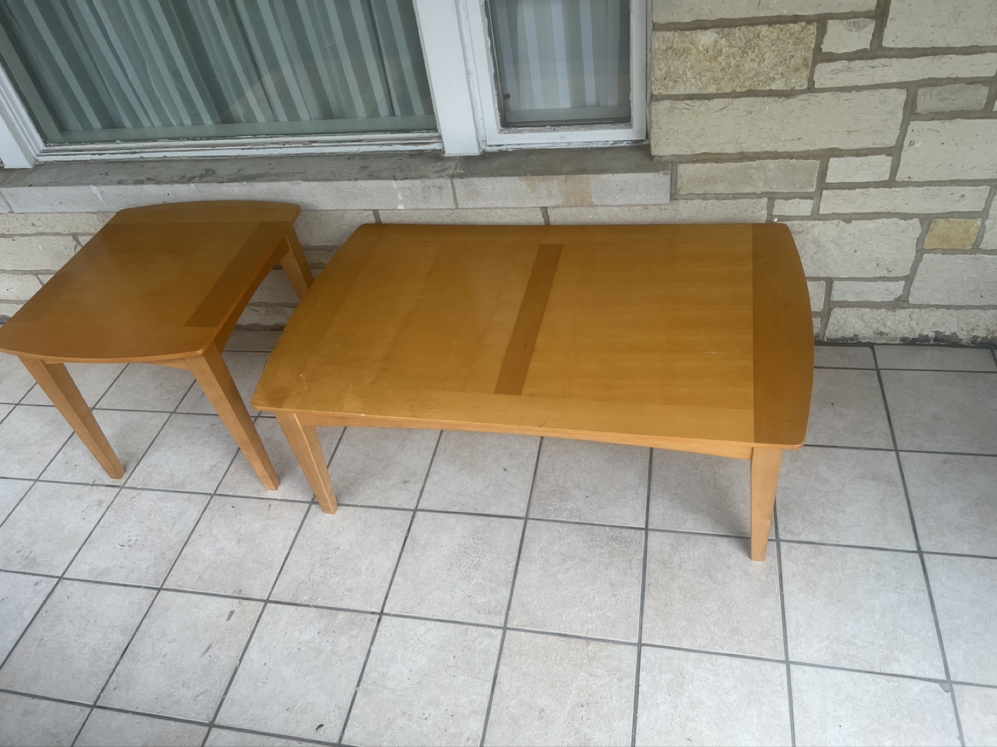 Wooden Coffee Table and End Table Set - photo 2