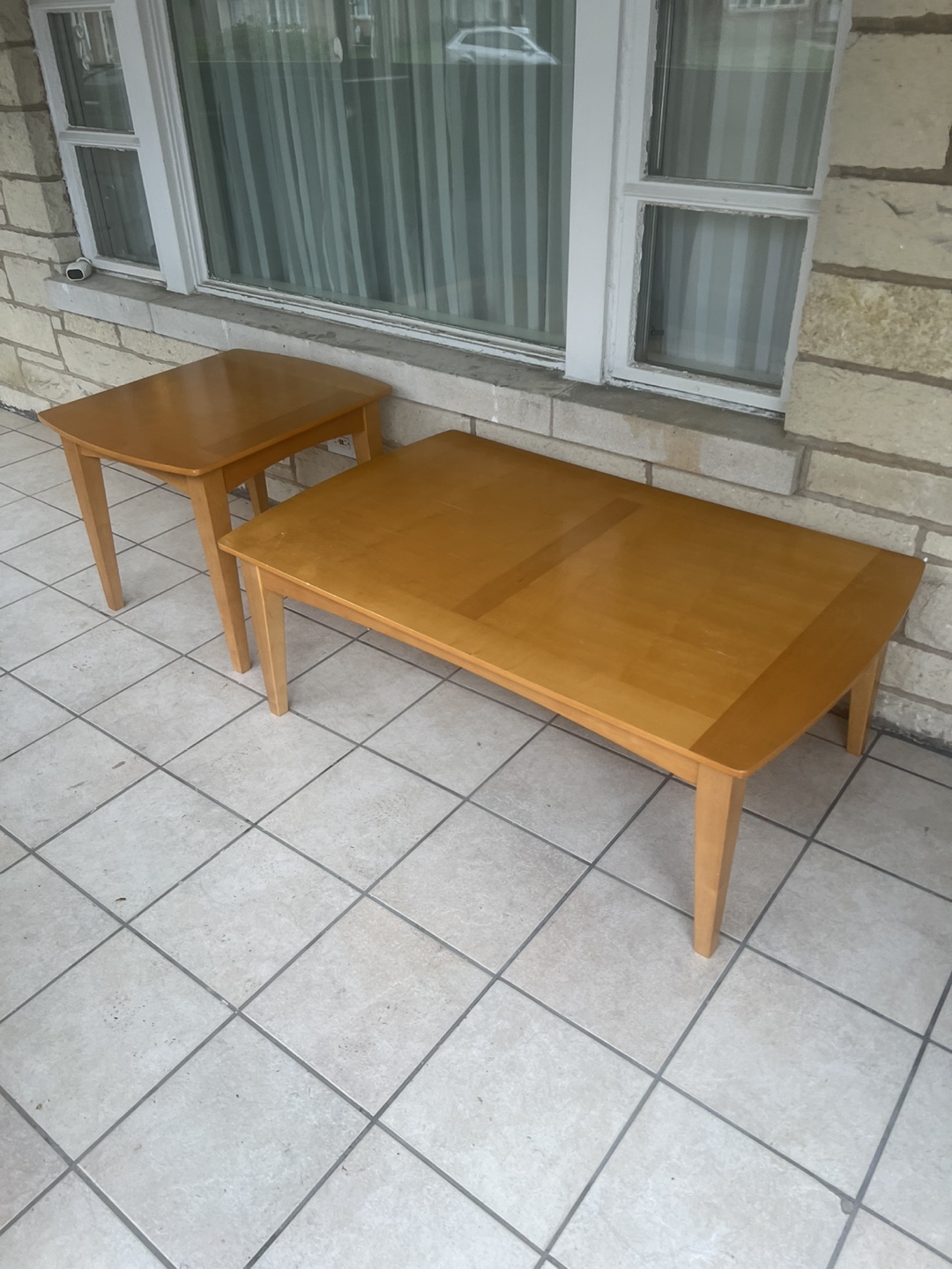 Wooden Coffee Table and End Table Set