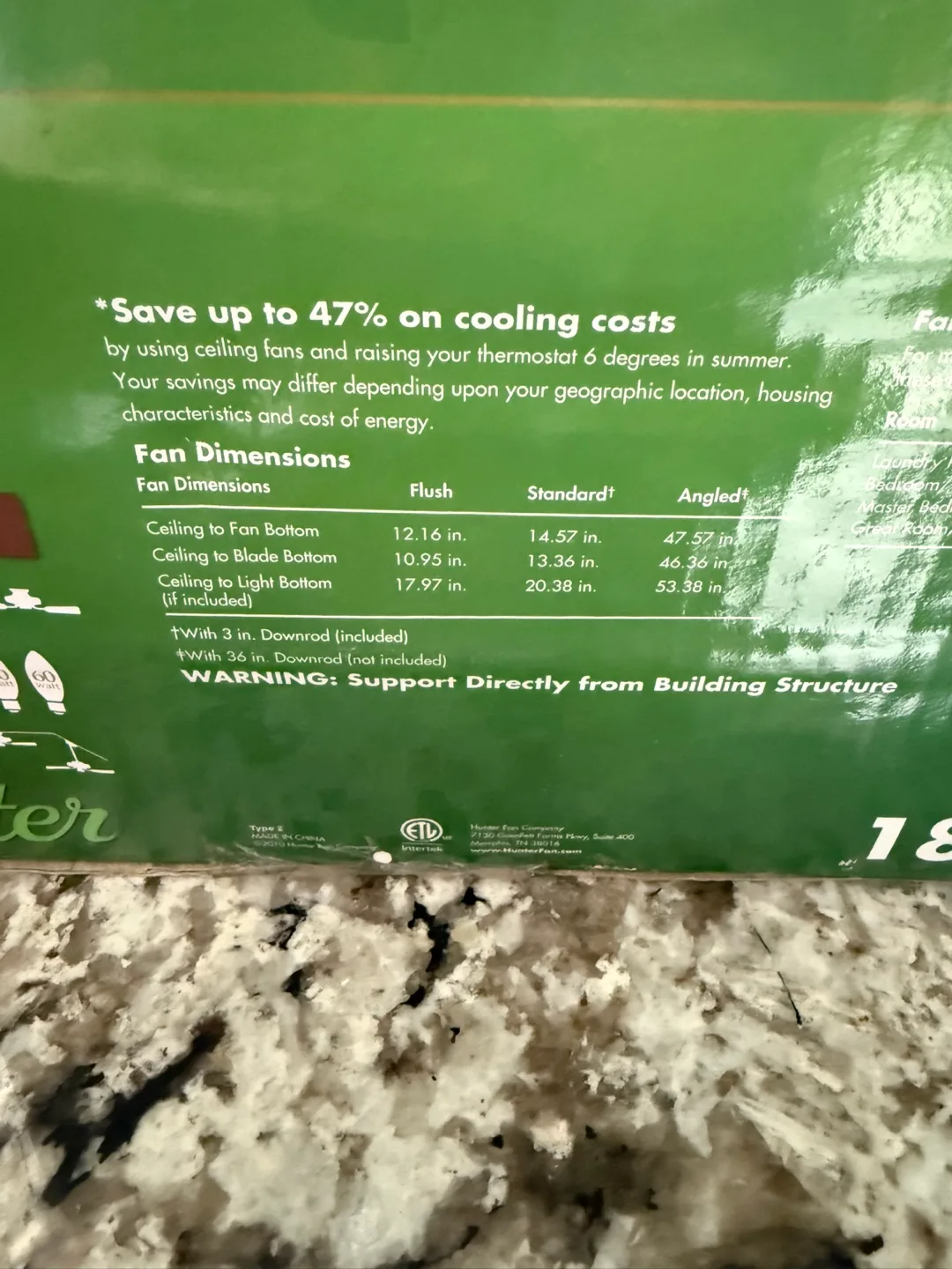 Hunter Regalia 60" New Bronze Ceiling Fan with Light image indicator(3)