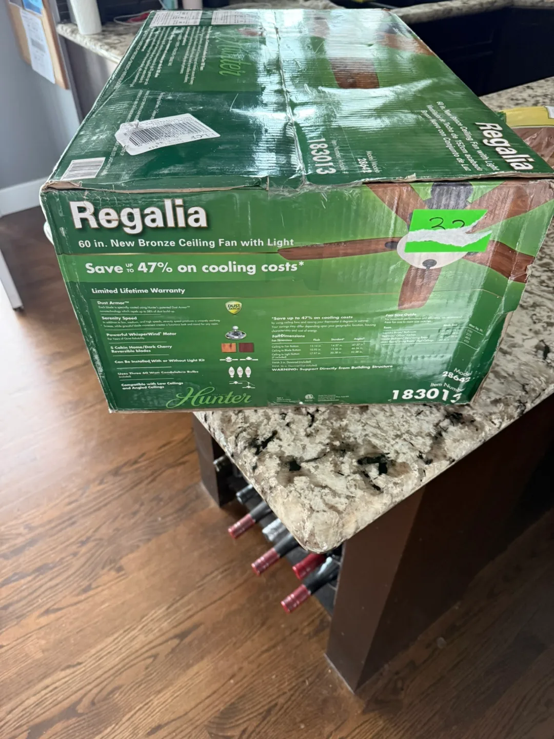 Hunter Regalia 60" New Bronze Ceiling Fan with Light image indicator(2)