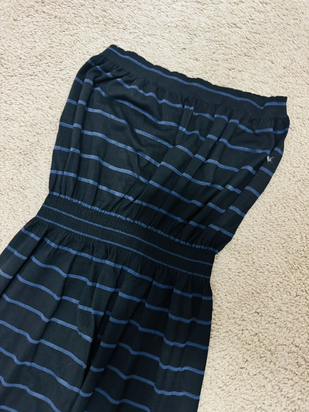 Black and Blue Striped Strapless Maxi Dress - photo 3