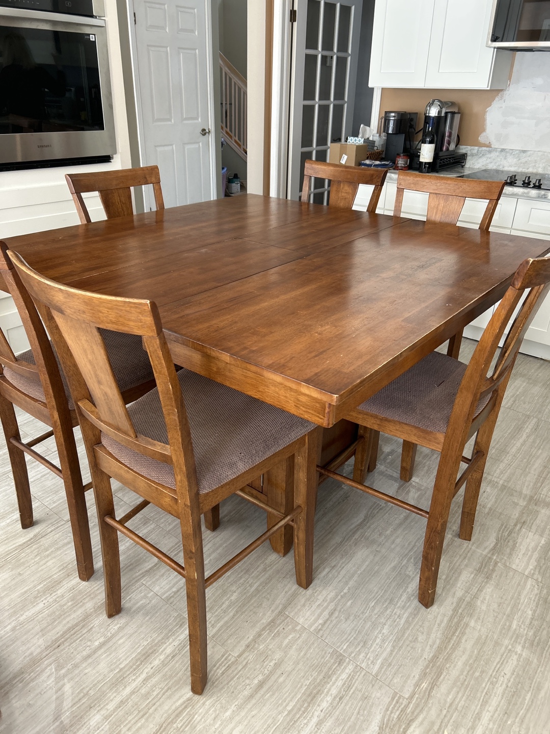 Extendable Square Dining Table with 6 Chairs - photo 4