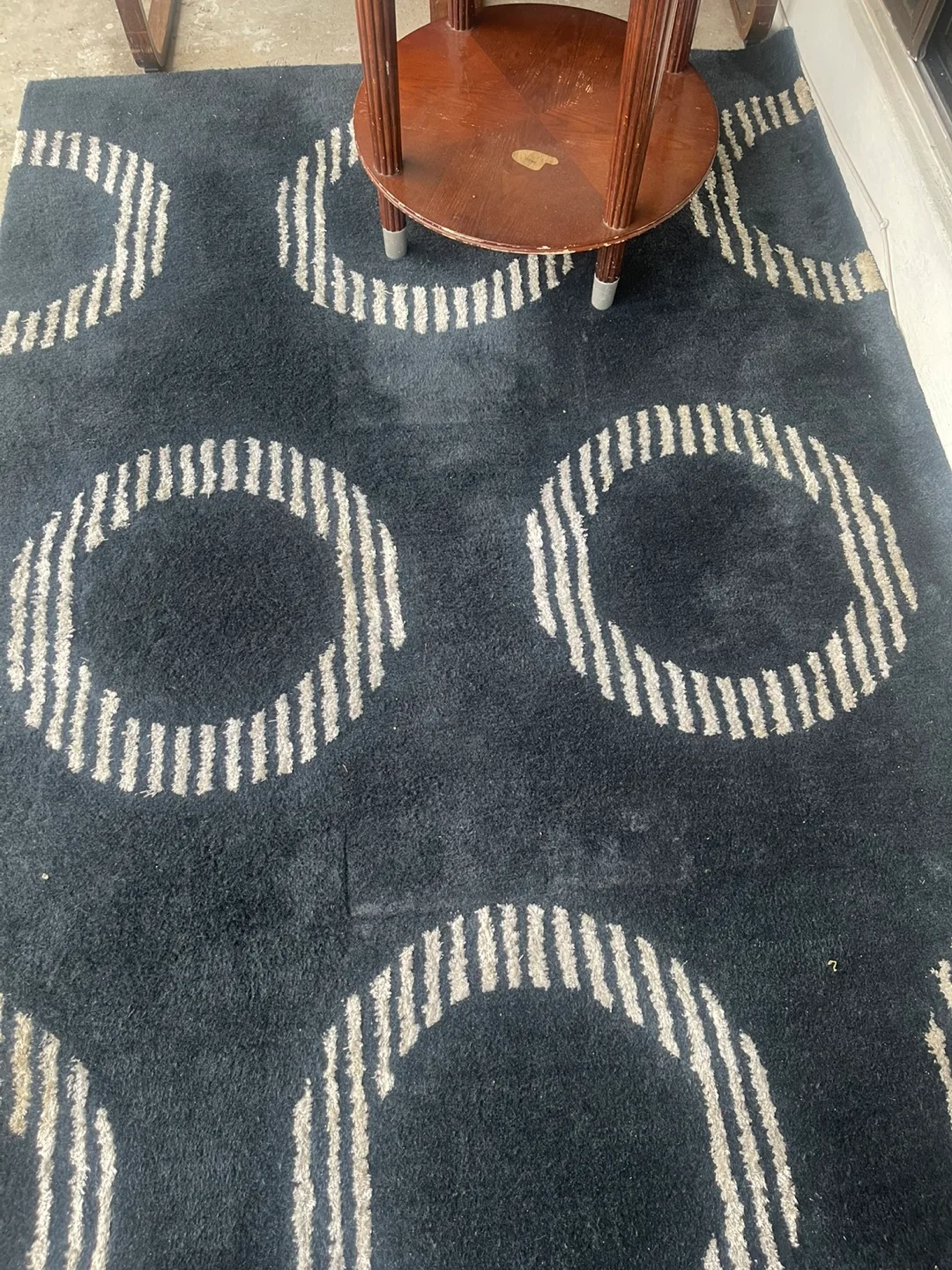 Modern Abstract Area Rug - Blue and White thumbnail