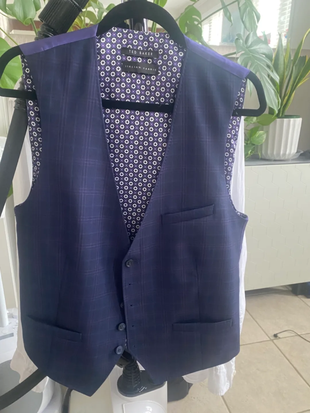 Ted Baker Men's Purple Check Waistcoat thumbnail
