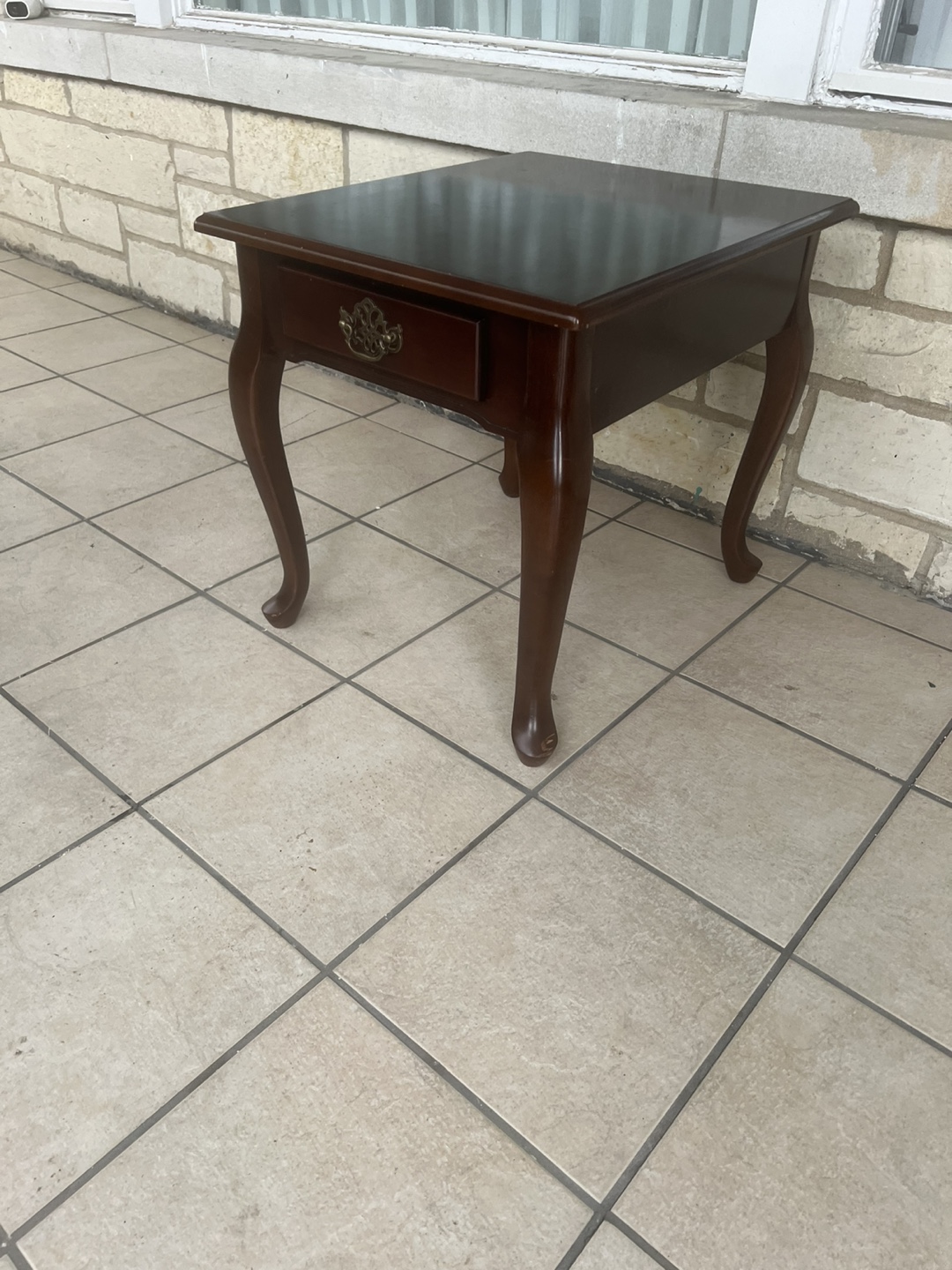 Dark Wood End Table with Drawer - photo 5