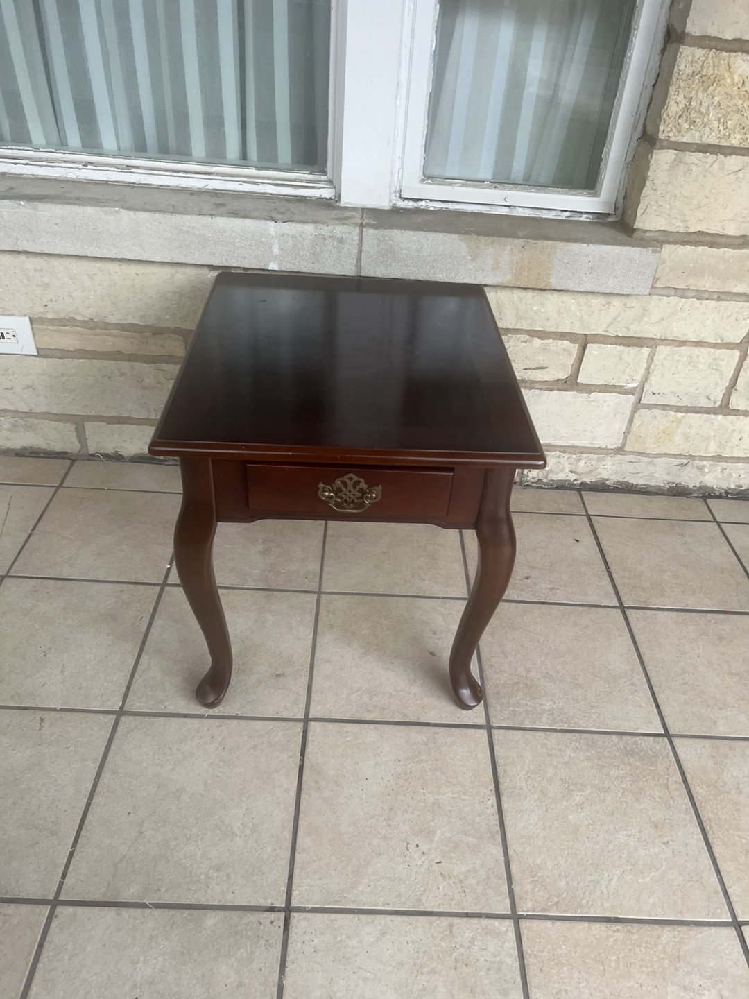 Dark Wood End Table with Drawer