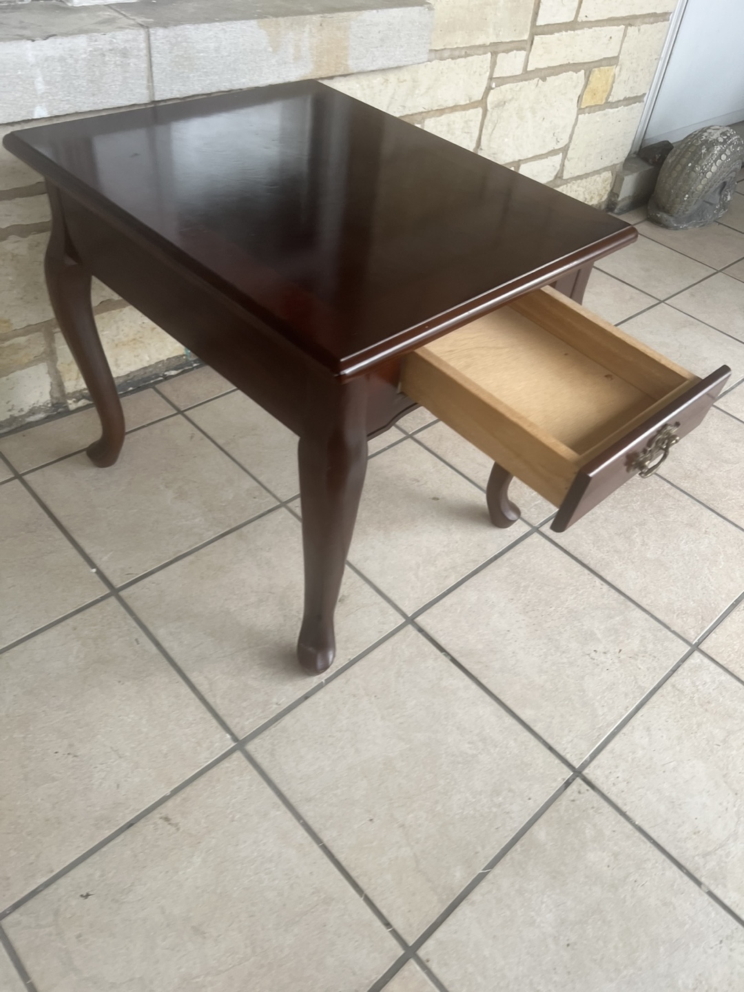 Dark Wood End Table with Drawer - photo 3
