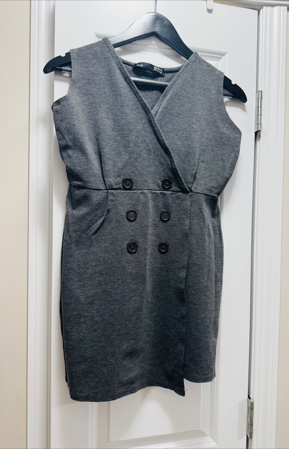Rebel Sugar Grey Button Detail Mini Dress - Size M/M - photo 2
