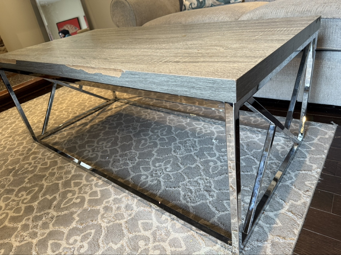 Modern Grey Wood and Chrome Coffee Table - photo 2
