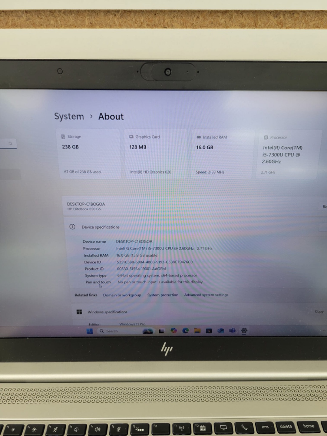HP Elitebook 850 G5 Laptop - 16GB RAM, 256GB SSD - photo 2