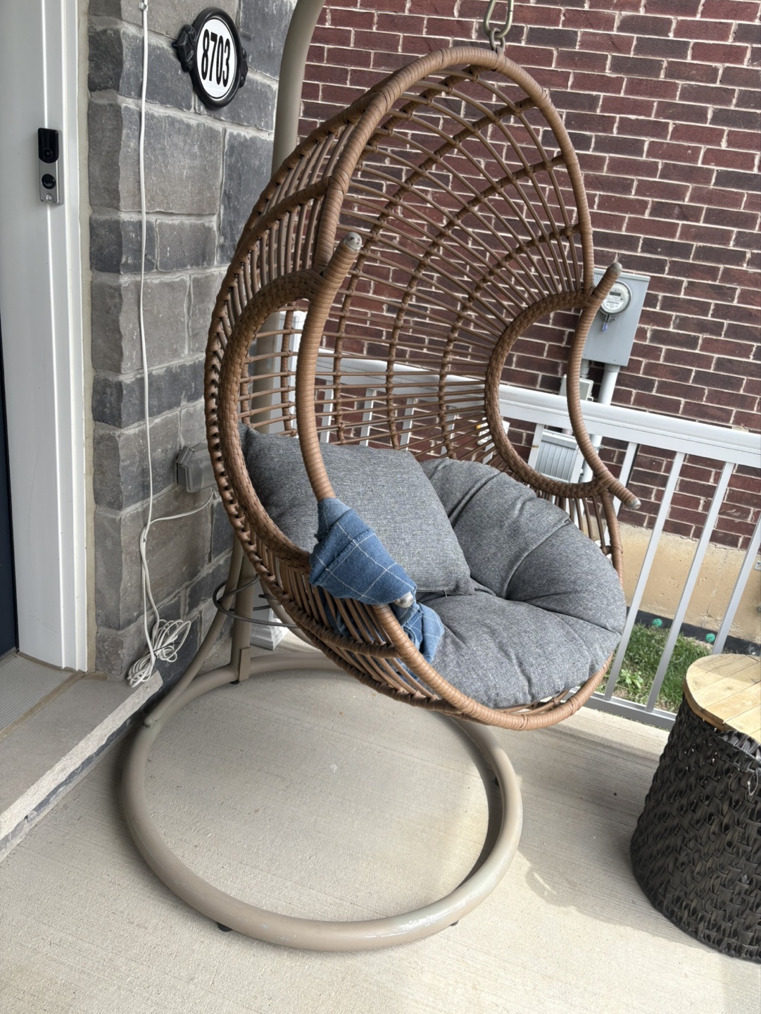 Wicker Hanging Egg Chair with Cushions - photo 2