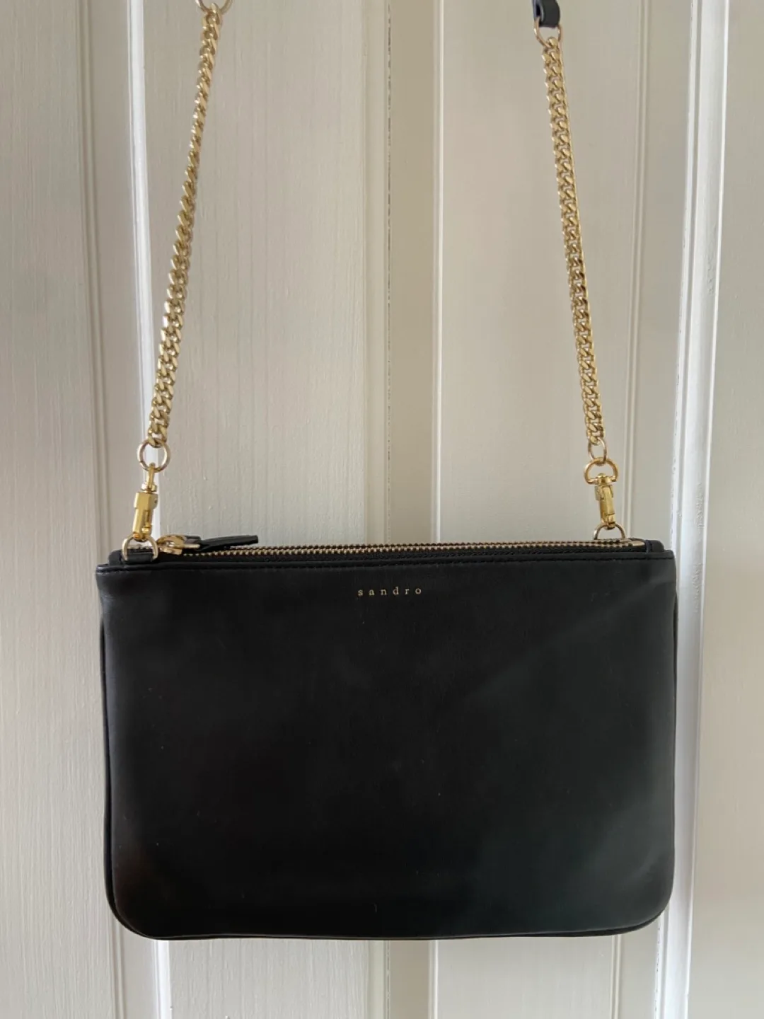 Sandro Black Leather Crossbody Bag