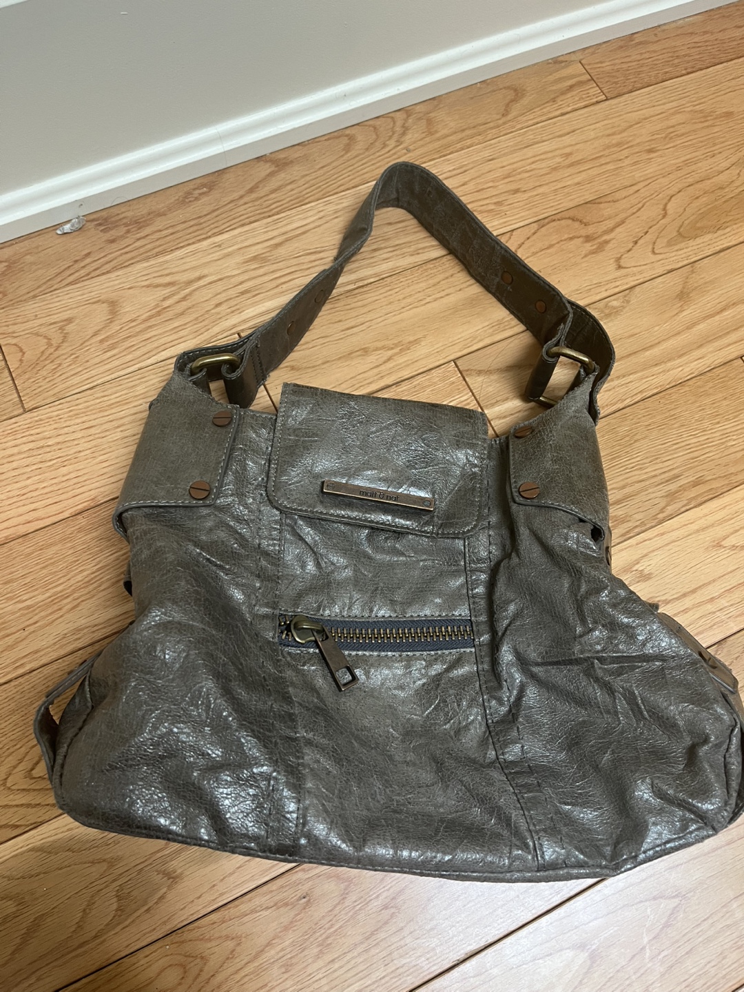 Matt and Nat Grey Vegan leather Shoulder Bag