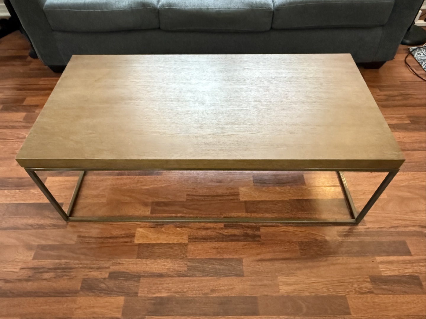 Modern Coffee Table - Bronze Metal Frame & Wood Top