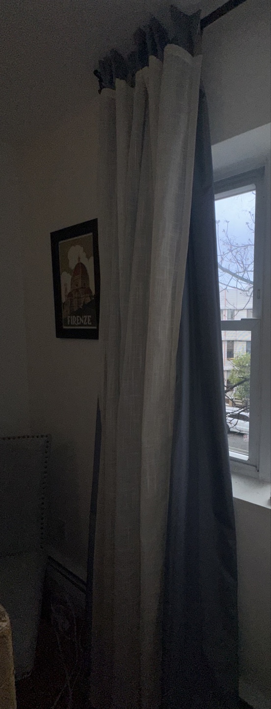 Curtains + Curtain Rod Set - Blue & Cream - photo 4