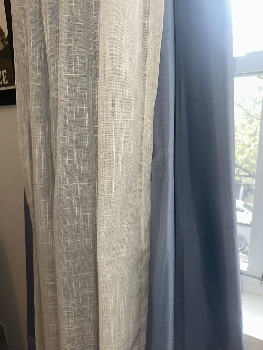 Curtains + Curtain Rod Set - Blue & Cream - photo 2