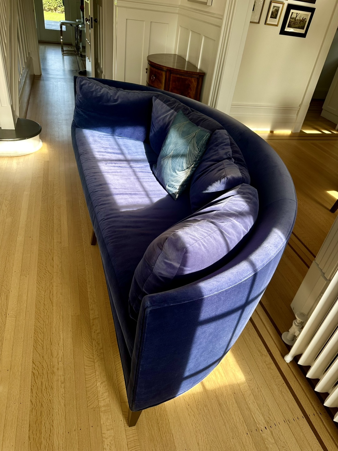Beautiful Curved Velvet Sofa