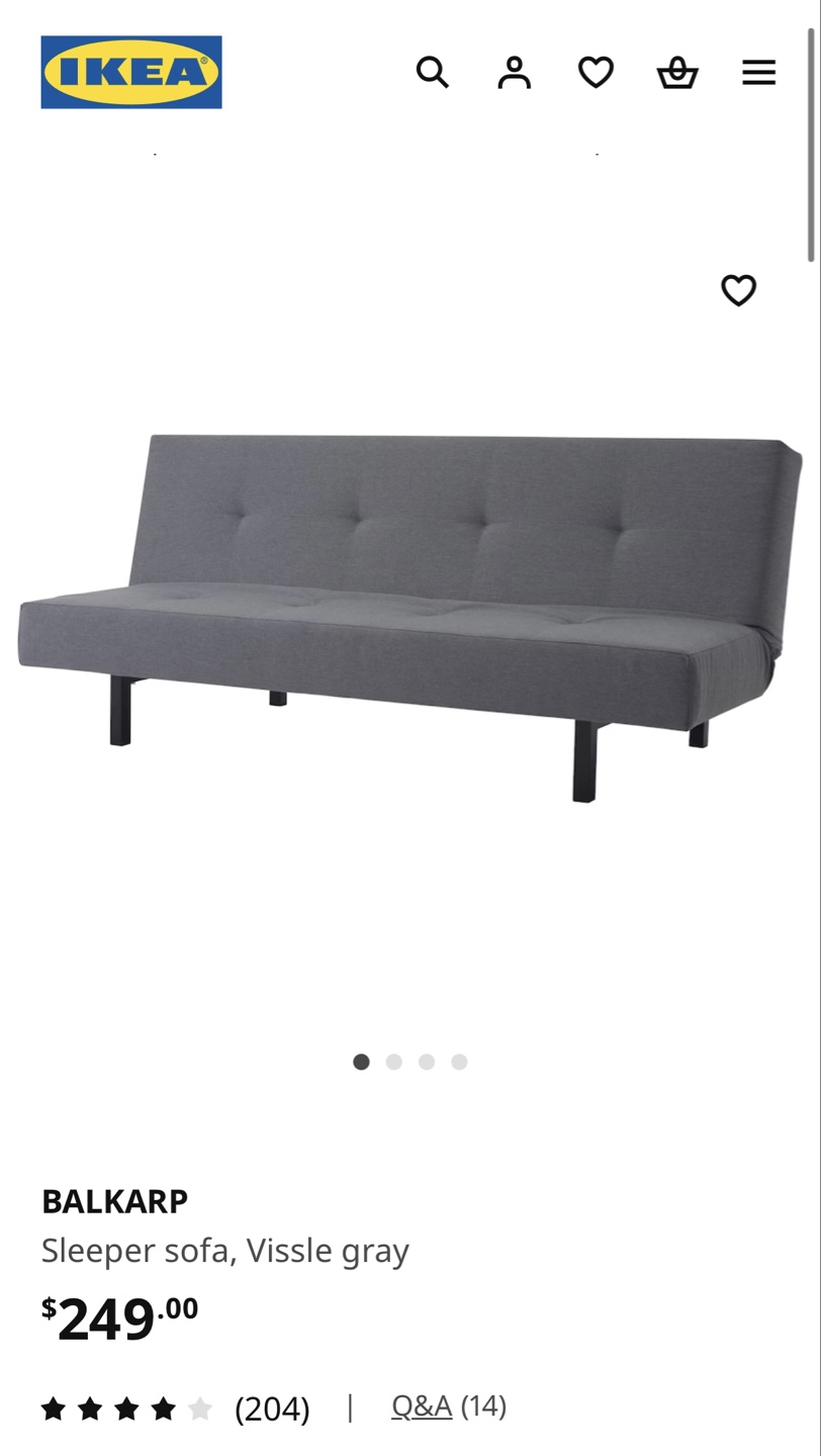 IKEA Couch / twin bed / SOFA BED - Taking off here by 4/24