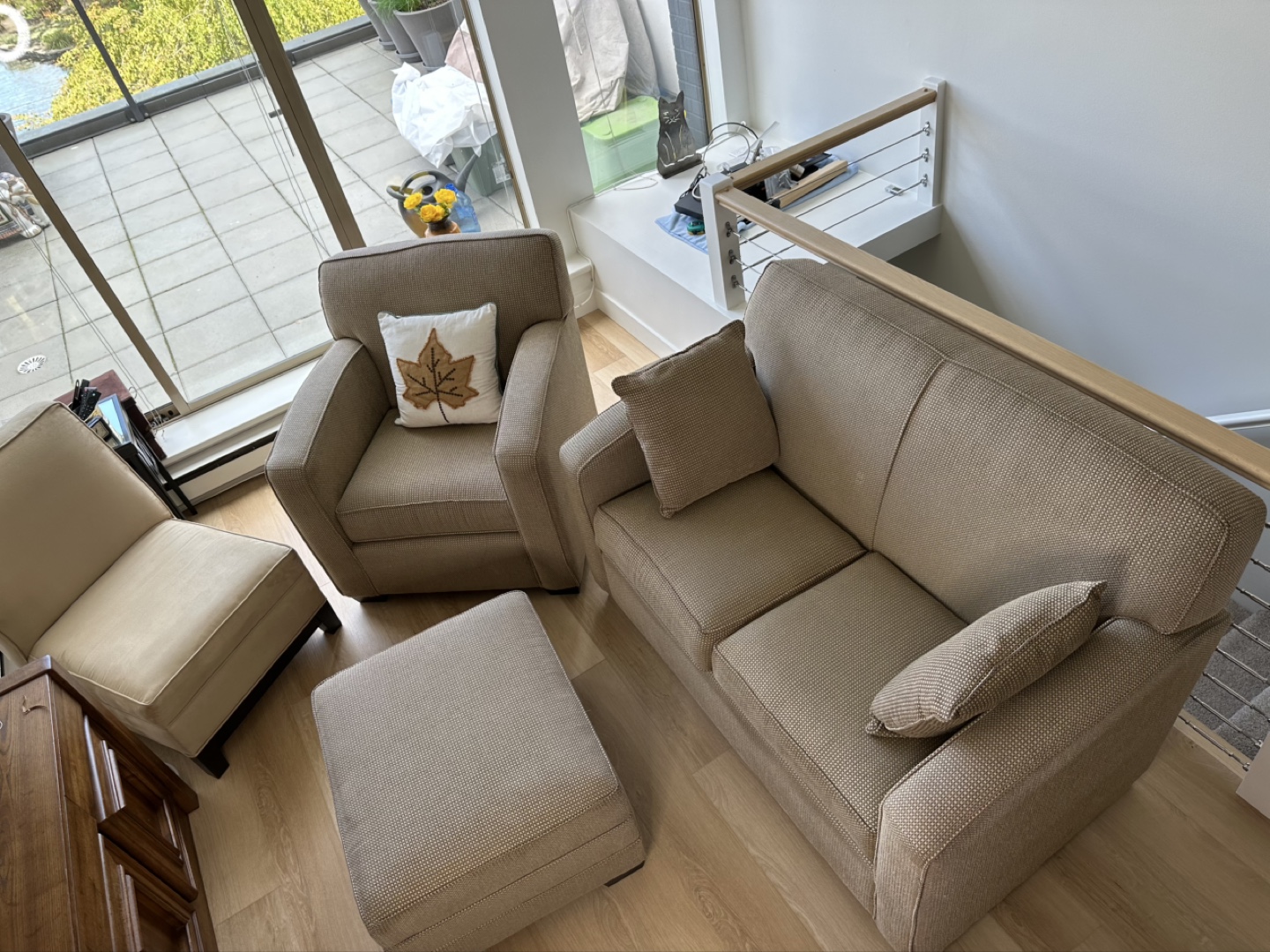 Beige Living Room Set - Sofa, Loveseat, Armchair & Ottoman