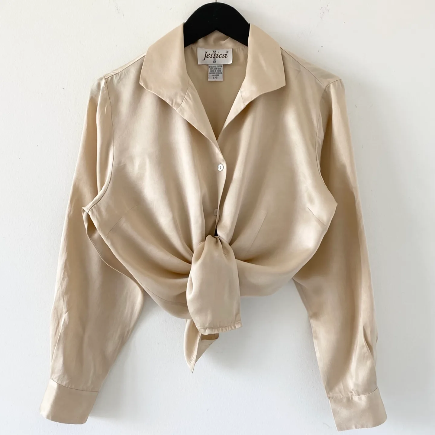 Vintage 100% Silk Button-Up Blouse thumbnail
