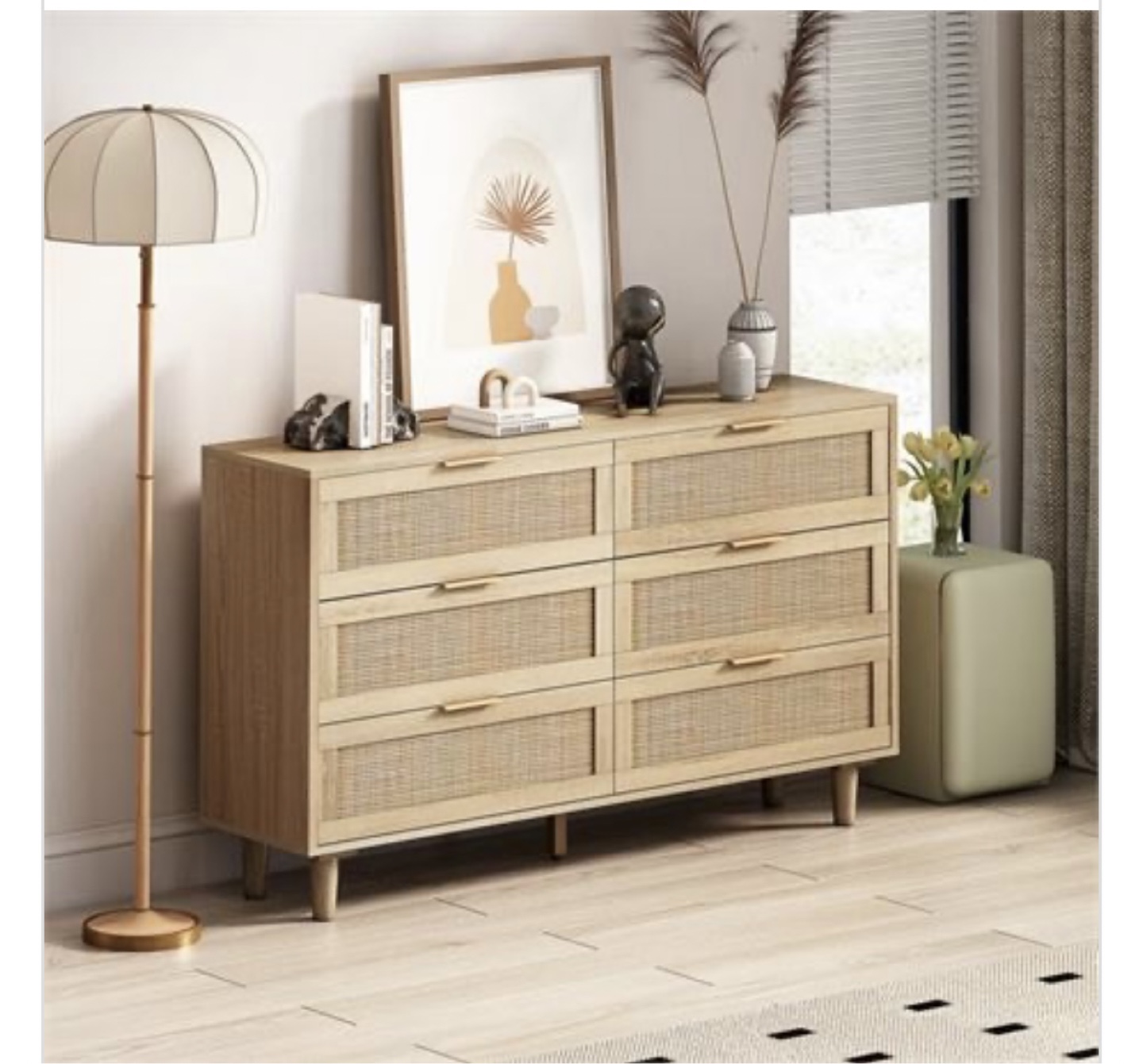 Six-Drawer Dresser with Rattan Accents - photo 2