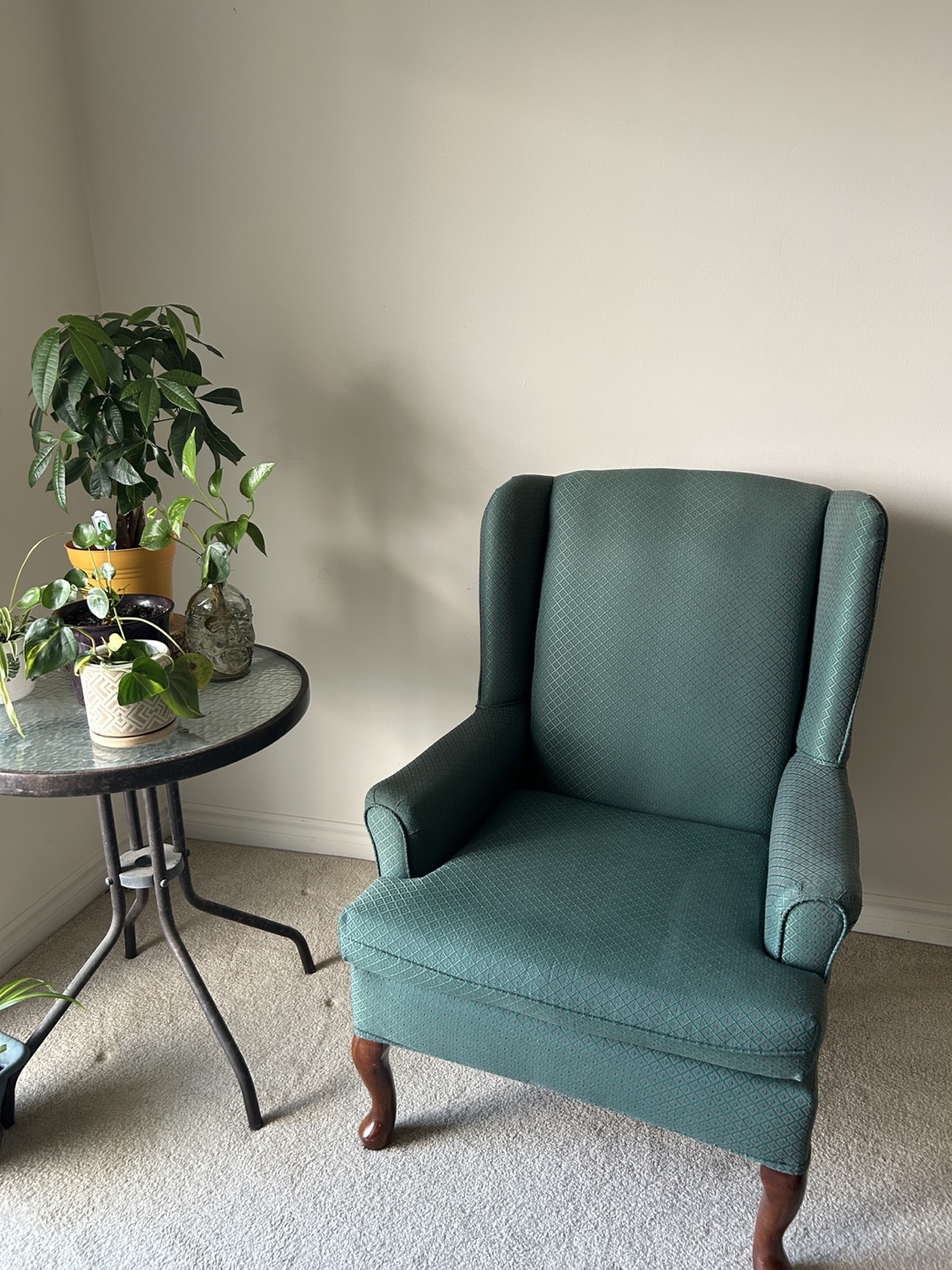 Vintage Teal Wingback Chair