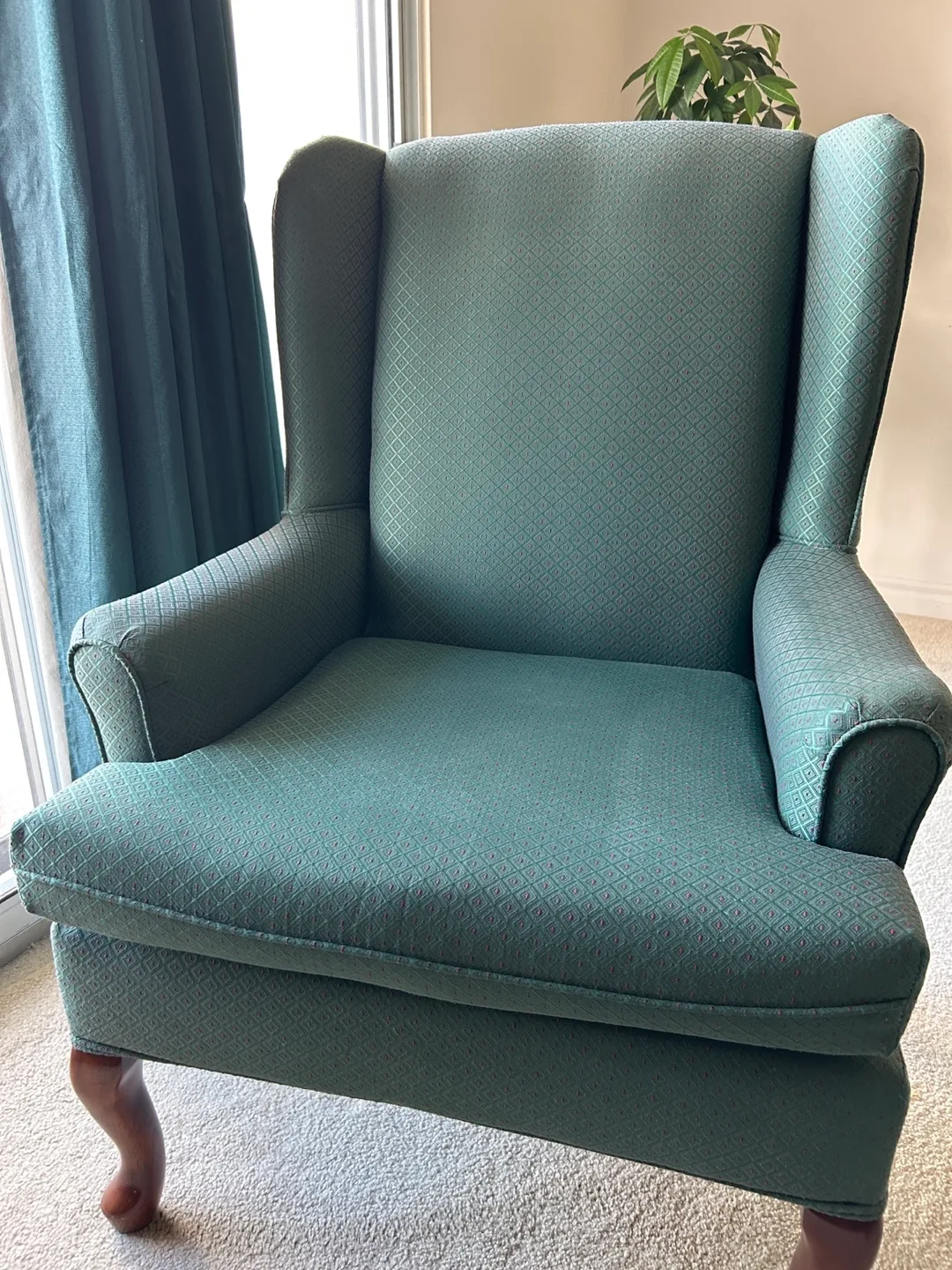 Vintage Teal Wingback Chair image indicator(2)