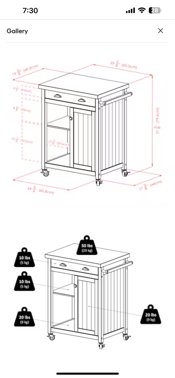 Winsome Wood Black Rolling Kitchen Cart - photo 3