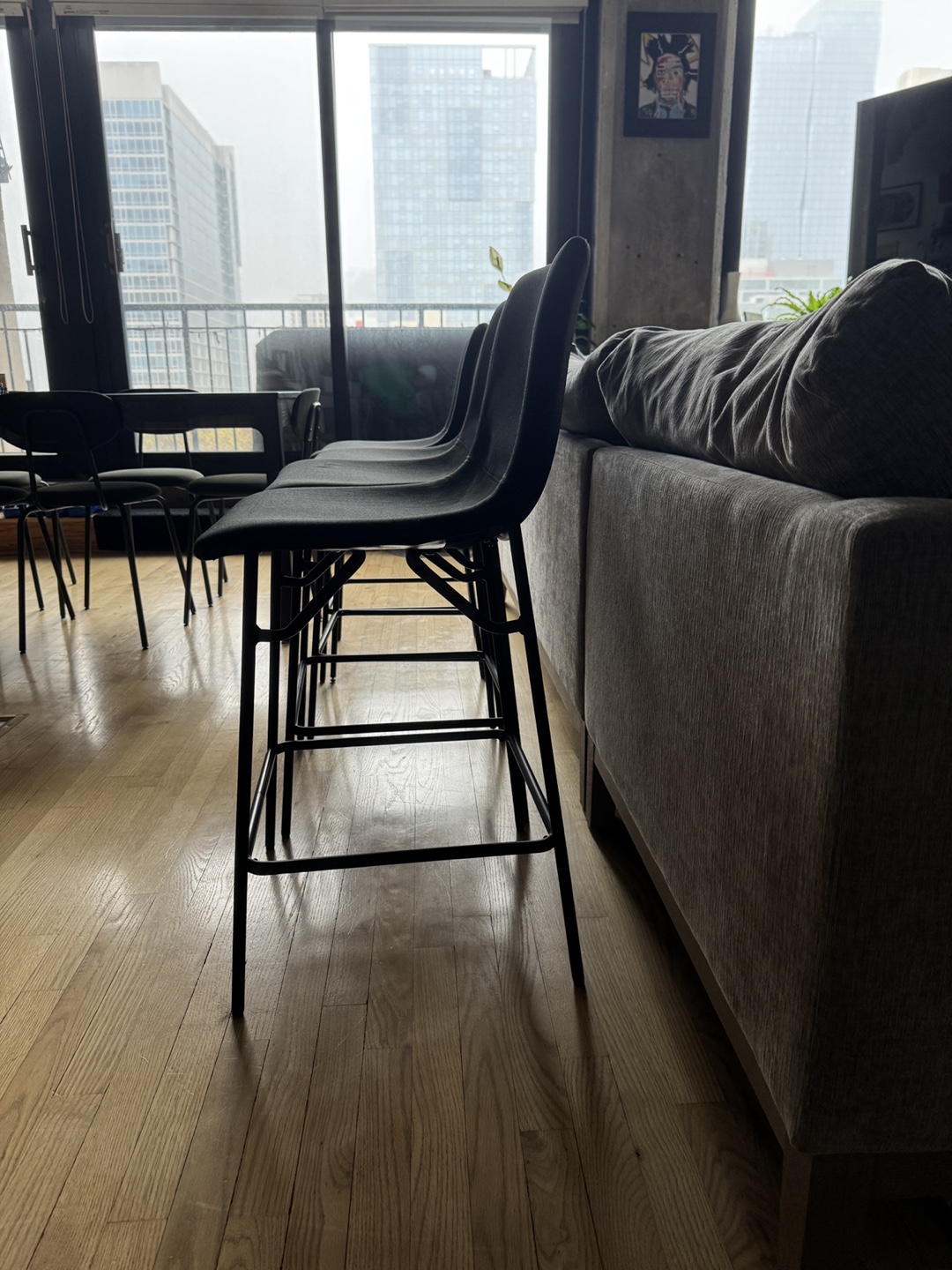 Set of Four Black Counter Stools - photo 2