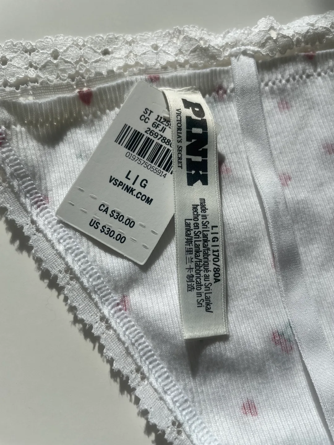 PINK Victoria's Secret Cherry/ Heart Print Thong image indicator(5)