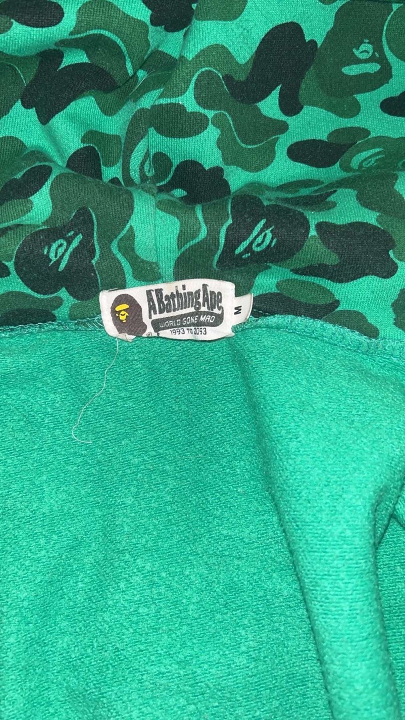 A Bathing Ape Shark Hoodie - Green Camo - Size M - photo 4
