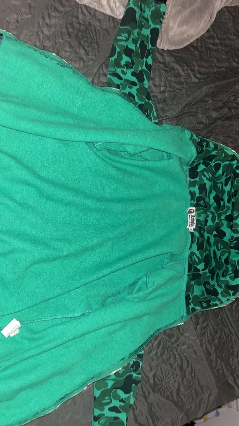 A Bathing Ape Shark Hoodie - Green Camo - Size M - photo 3