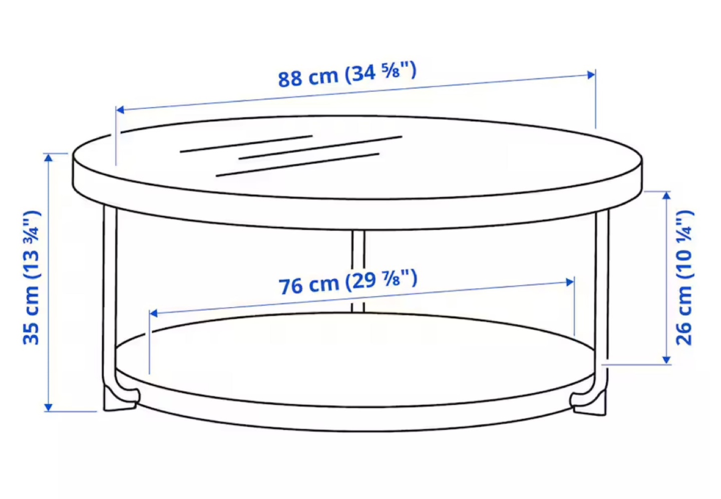 Round Black Coffee Table with Marble Shelf - photo 3