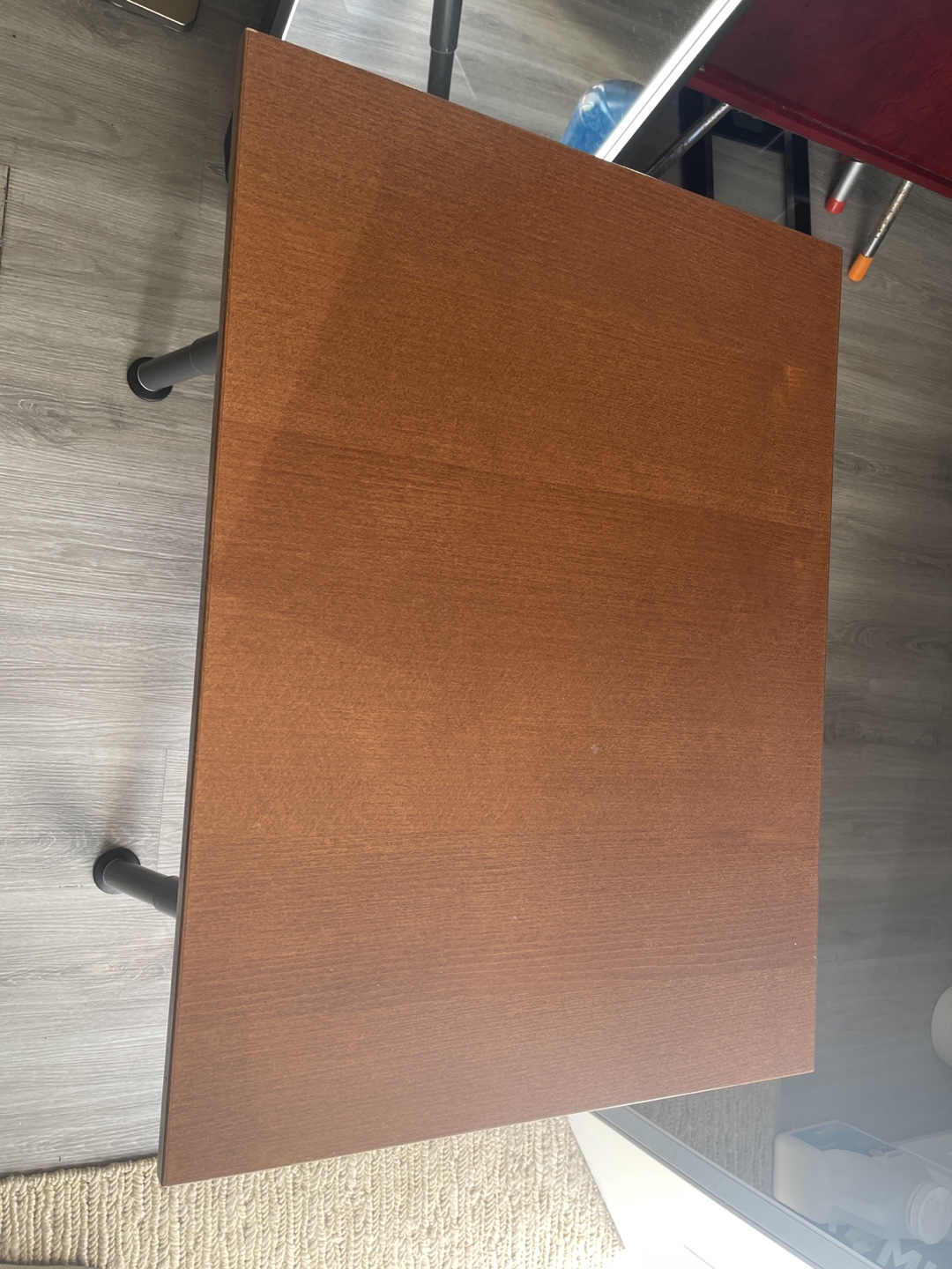 Small Wooden Desk with Metal Legs