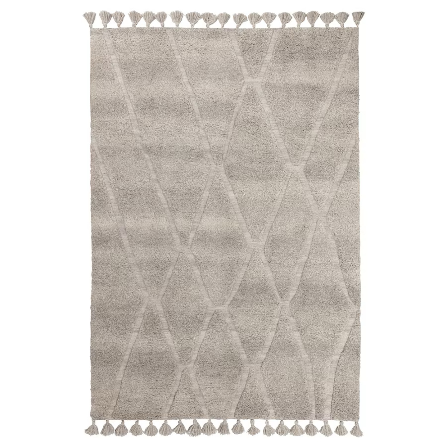 Light Grey Woven Rug with Tassels - 7'7" x 5'3" - photo 2