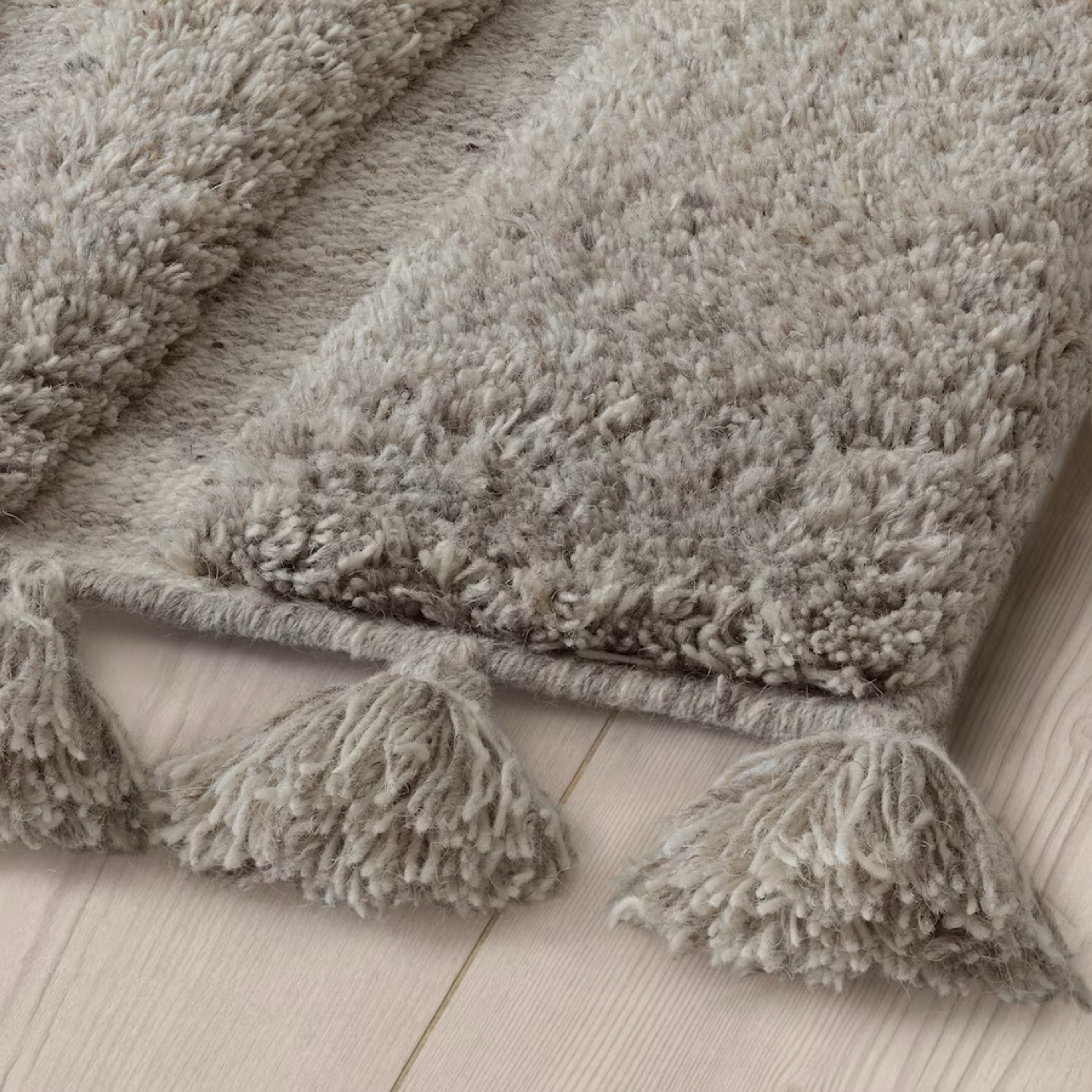 Light Grey Woven Rug with Tassels - 7'7" x 5'3" - photo 4