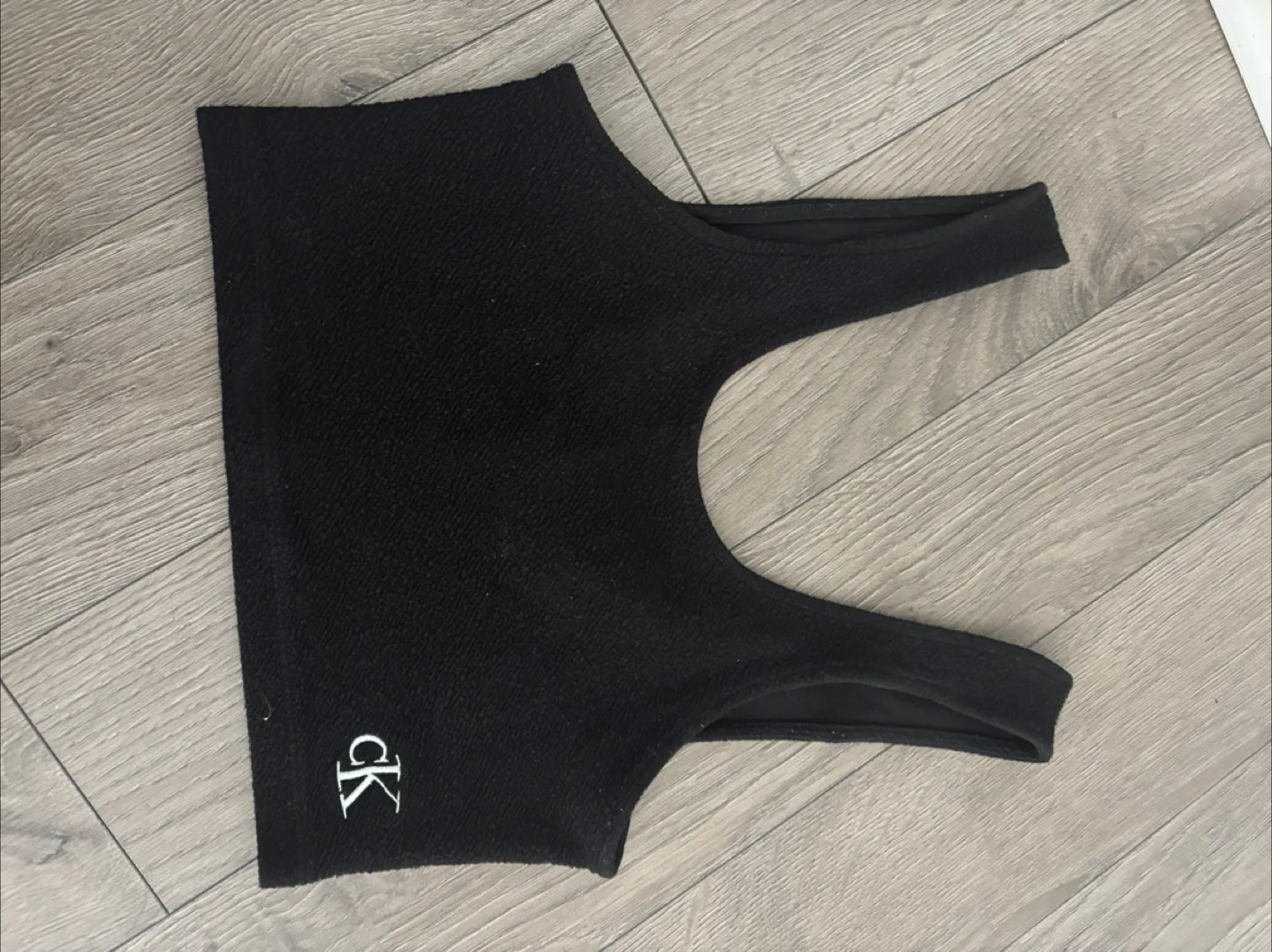 Calvin Klein Jeans Black Ribbed Crop Top - Size XS thumbnail