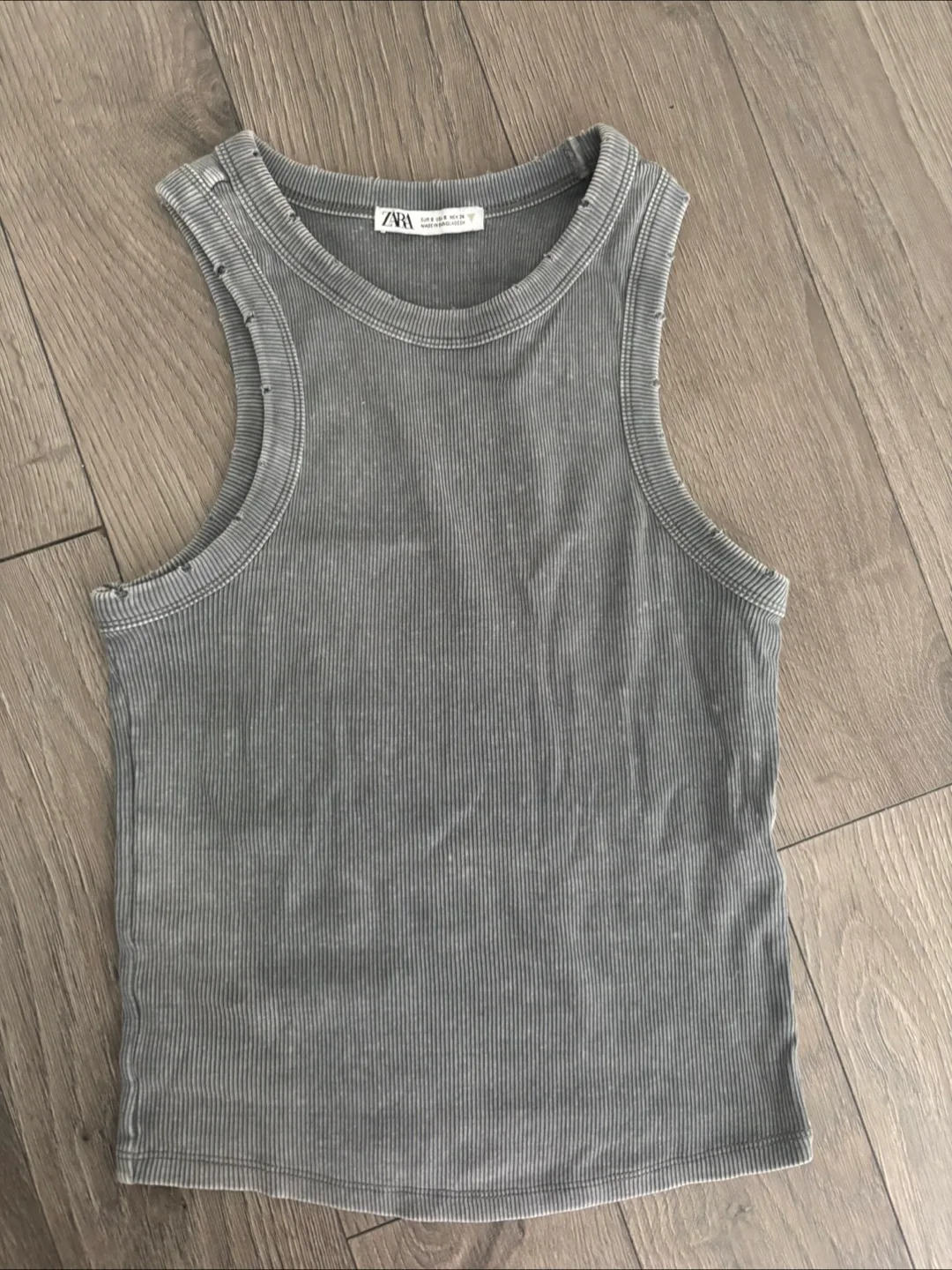 Grey Zara Ribbed Tank Top Size Small thumbnail